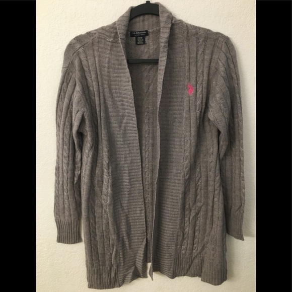 U.S Polo Assn  cable knit sweater cardigan 14/16 - Picture 1 of 7
